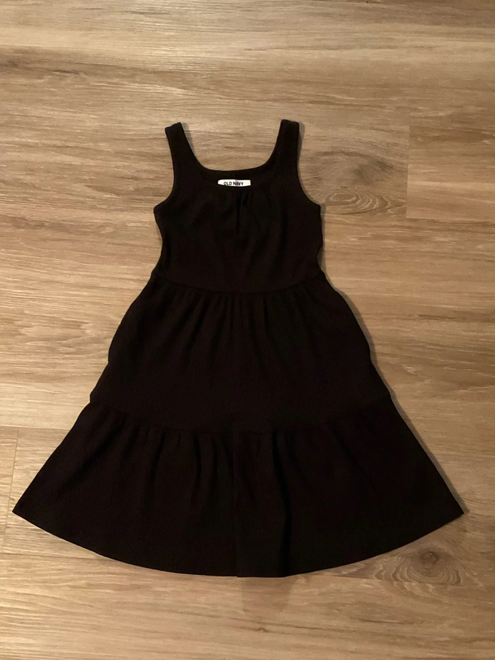 Old Navy Black Ribbed Tiered Tank Dress